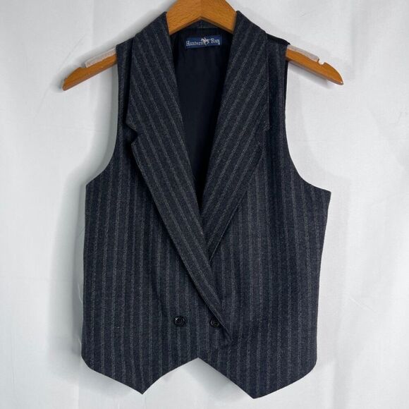 Hunters Run VTG Gray Tuxedo Style Wool Blend Waist Buttons Vest Size 9/10 - Picture 8 of 8